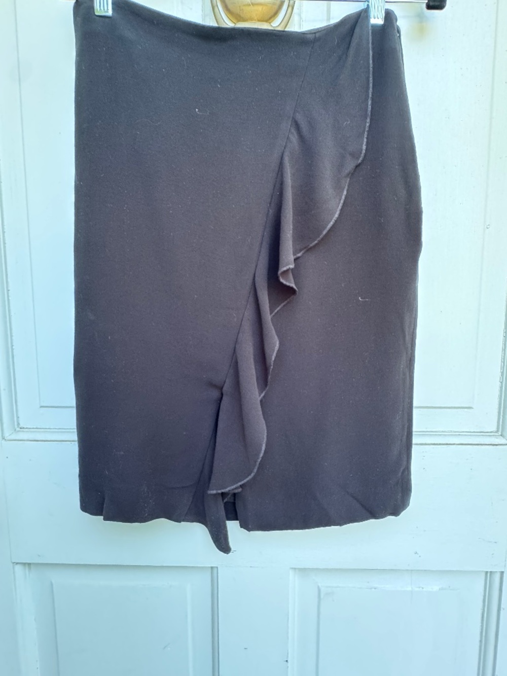 NWT Banana Republic Ruffle Wrap Pencil Skirt Size 2 Black Rayon Lined